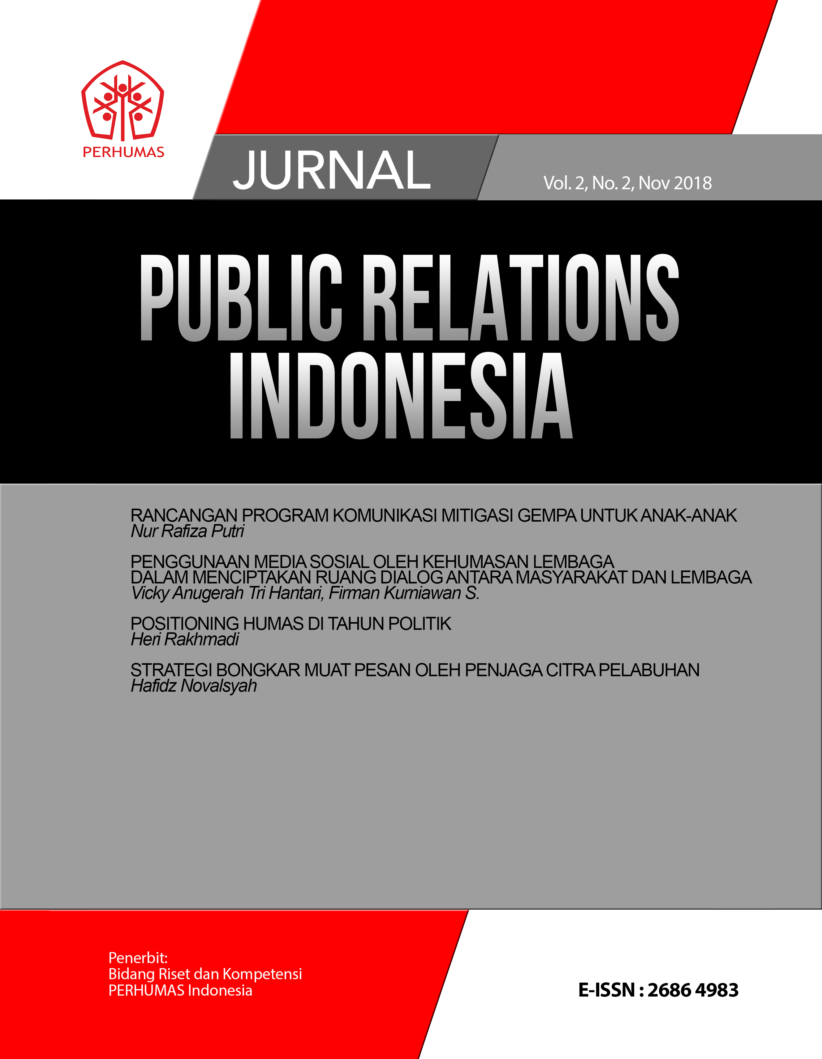 					View Vol. 2 No. 2 (2018): Jurnal Public Relations Indonesia
				